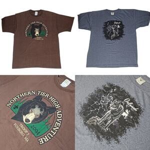 Lot of 2 Vintage Animal Graphic T-Shirts Mens XL Y2K Tags
